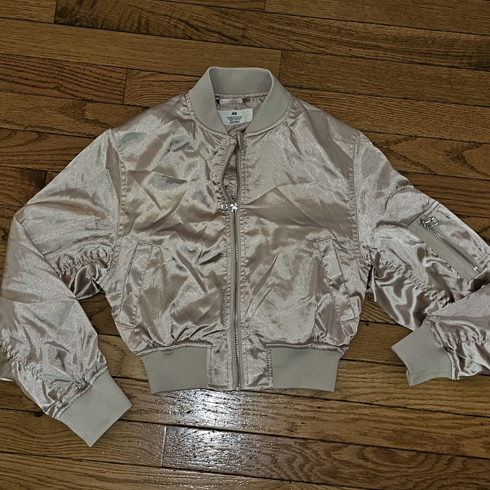 H&M Kids Shiny Beige Bomber Jacket